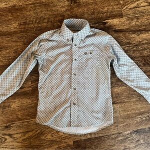 Wrangler boys checkered brown button up size medium